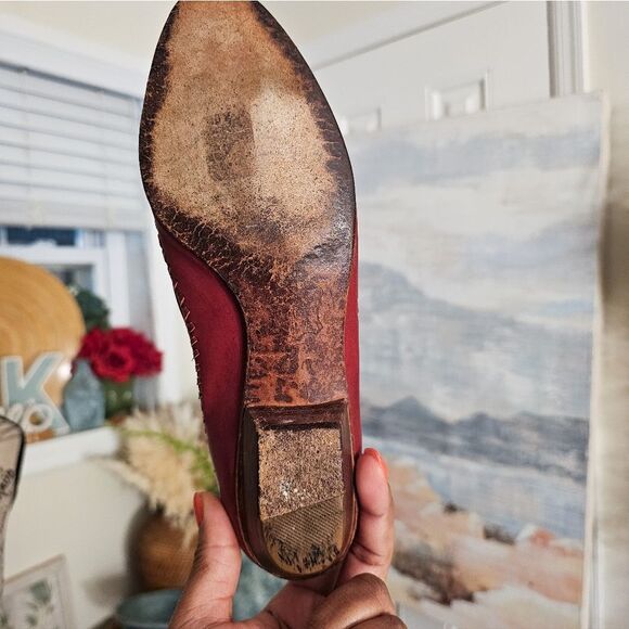 VTG Candie's Red Retro Oxford Huarache Leather Slip-On Flats Sz 8M – Rustic Wove - Picture 14 of 15
